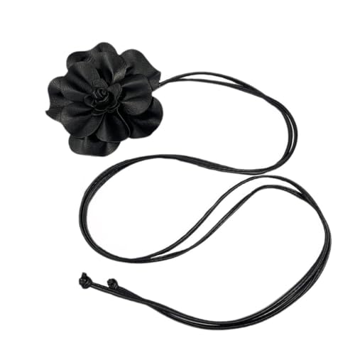 Women Bohemian PU Leather Woven Waist Rope Flower Tassels Waist Accessories Skinny Belt for Dress Shirts4