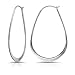 Sterling Silver Flat Thin Lightweight Large Oval Polished Hoop Earrings, One Pair Set