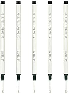 Rollerball Pen Refills - Smooth Writing German Ink and Fine 0.5 mm Threaded Rolling Ball Refills (5 x Black)