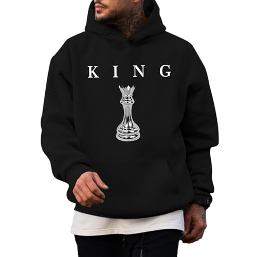 King Graphic Hoodies For Men Oversized Designer Hoodie Cool Chess Sweatshirts Urban Streetwear Drop Shoulder Pullover