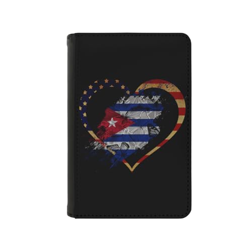 Passport Holder Cover America Flag And Cuba Cubans Flag PU Leather Case Wallet Passport Book Protector for Women Men Flying Travel Fashion Gift