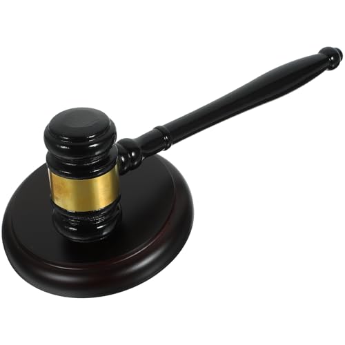 NULYLU Mazo de Madera de Juez 2 Piezas Base Estilo 1 y Martillo Estilo 3, Martillo de Subasta para Tribunal y Oficina, Accesorios de Mazo Juez para Subastas y Juzgados