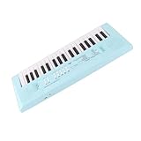 Generic Teclado Musical Piano Eléctrico 37 Teclas Material Seguro para Niños Educación Tamaño Portátil Fuente de Alimentación USB/batería para Principiantes Uso en Interiores y Exteriores (BLUE)