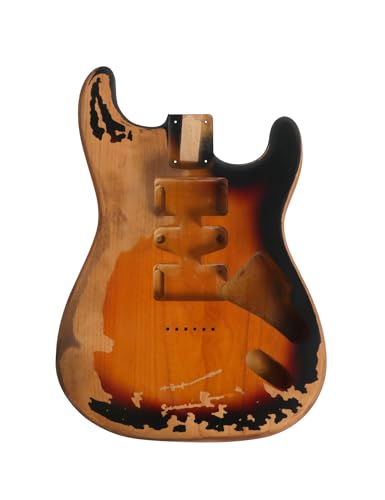 Sunsmile Relic Electric Guitar Body ST Style Nitro Top Alder Wood DIY Guitar Body HSH Relic 3 Tone Sunburst.