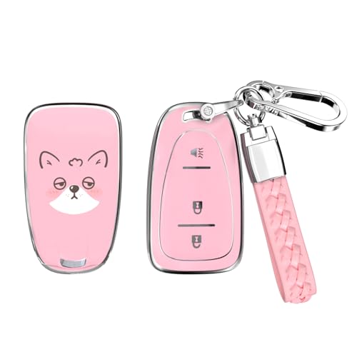 Coque de clé Chevy de finition premium en TPU rose brillant pour Chevrolet Camaro