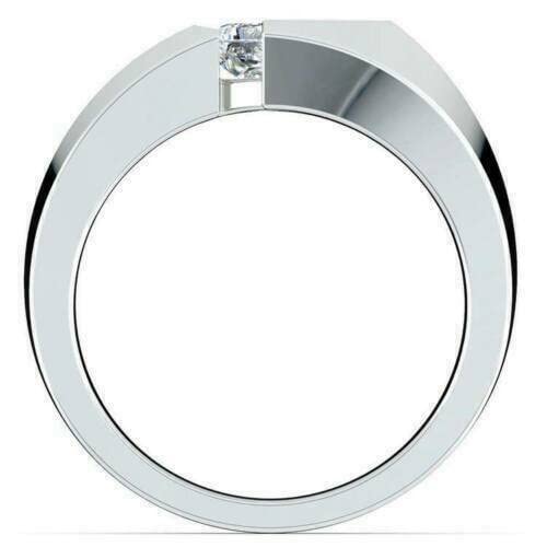 Ssjewel 1.50 Ct Princess Cut Diamond Men's Solitaire Engagement Ring 14K White Gold Finish Real 925 Sterling Silver Handmade Wedding Band Anniversary Gift For Him #TOP4