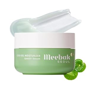 Meebak Cica Gel Face Moisturizer | Lightweight Hydration with Hyaluronic Acid & Vegan Collagen | Fast-Absorbing Face Cream | Non-Greasy | Cooling Gel for Oily & Combination Skin