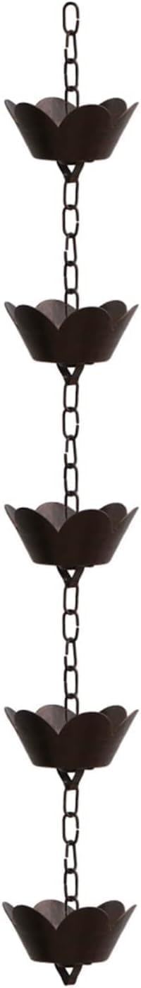 Rain Chains Metal rain Chain, Rain Chains for Downspouts Metal Rain Chain Petal Shape Chimes and Cups