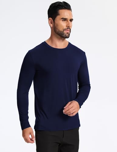 GYS Men's Pajama Top Bamboo Viscose Cloud-Soft Long Sleeve Loungewear Moisture-Wicking Relaxed Fit Sleep Shirt3