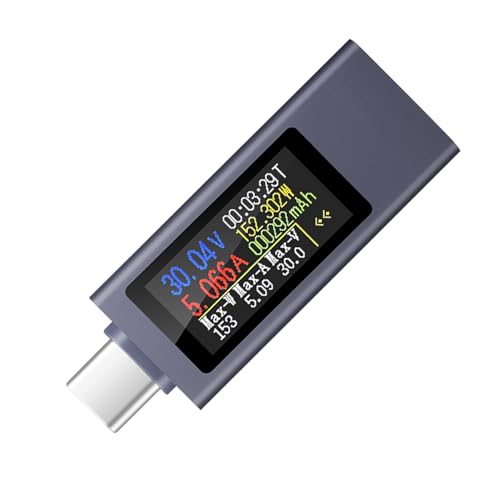 Image of USB C Power Meter Tester, 0-12A /4-30V Multimeter Voltage and Current Tester, Full Interface Compatibility TFT Digital Multimeter Battery Checker