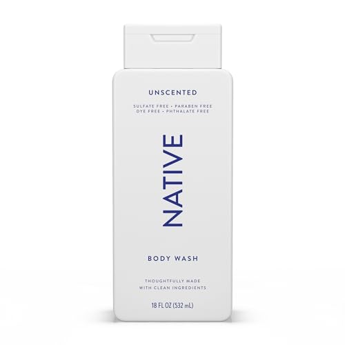 Native Body Wash Contains Naturally Derived Ingredients | For Women & Men, Sulfate, Paraben, & Dye Free Leaving Skin Soft and Hydrated |Unscented 18 oz
