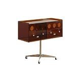 Bamboo Sea Porta CD Armadietto for dischi in vinile retrò mobile, leggero, espositore di lusso, con ruota piroettante