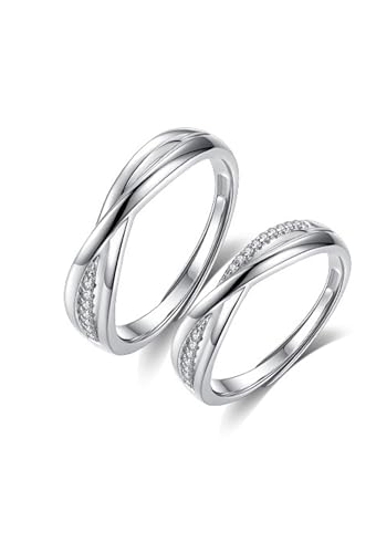 Bague Réglable Couple Argent 925 le Cadeau de Fiançailles Idéal à Personnaliser