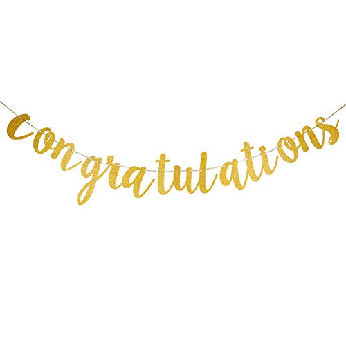 Gold Glitter Congratulations Banner Congratulations Graduate Banner Congratulations Garland Decorations for College 2025 Graduation Party Decorations Gold