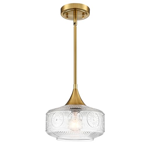 Image of DAYCENT Modern Gold Pendant Light 9-Inch Clear Glass Pendant Lighting
