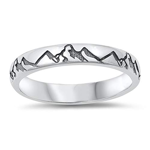 CloseoutWarehouse 925 Sterling Silver Oxidized Mountains Classic Eternity Band Ring