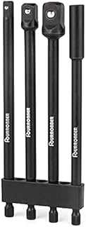 Fourrobber Impact Driver Socket Adapter Set with Magnetic Extension Bit Holder for 1/4 inch Hex Shank to Square Socket Turn Power Drill Into Nut Driver 4 Pieces