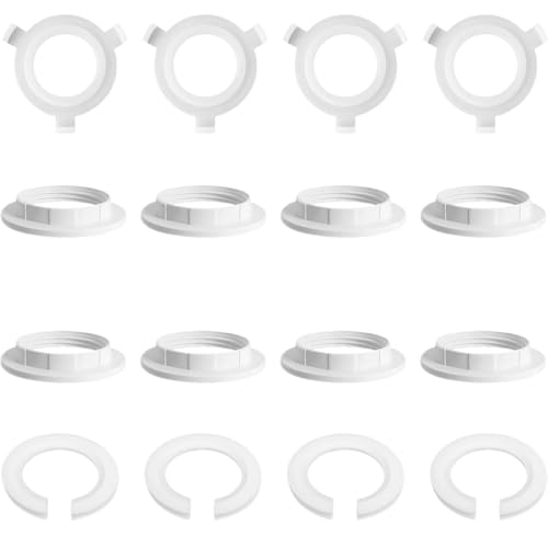 E27 to E14 Lamp Shade Reducer Ring, Plastic White Lampshade Adapter Converter Washer, Secure Fit Socket Replacement for Table Lamps, Ceiling Lights & Pendant Light Fittings (White, 16 Pcs)