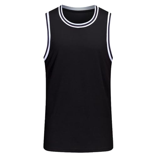 dPois Maillot de Basket Homme Débardeur sans Manches Gilet Sport Tenue Equipement de Maillot Basketball Football M-5XL A Noir M