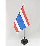 AZ FLAG TISCHFLAGGE Thailand 15x10cm goldene splitze - THAILÄNDISCHE TISCHFAHNE 10 x 15 cm - flaggen