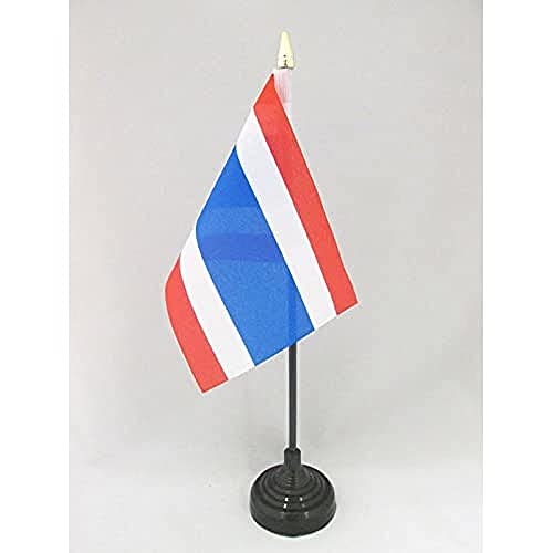 AZ FLAG - Tischflagge Thailand - 15x10 cm Goldene Splitze - Thailändische Tischfahne 10 x 15 Cm - Flaggen