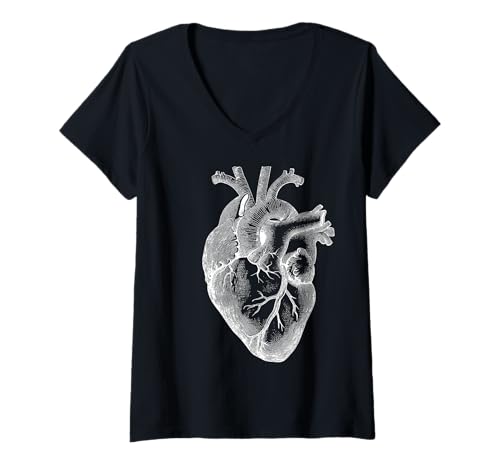 Donna Cuore anatomico umano regalo medico anatomia cardiaca Maglietta con Collo a V
