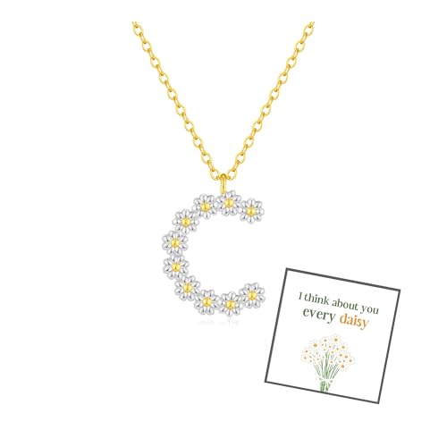 Collar con dije de margaritas para mujer, delicado y simple con dije de letra inicial para mi mamá, mujer, hija, hermana, esposa, mejor amiga, regalo de cumpleaños, Grande, Cobre, Sin piedra preciosa