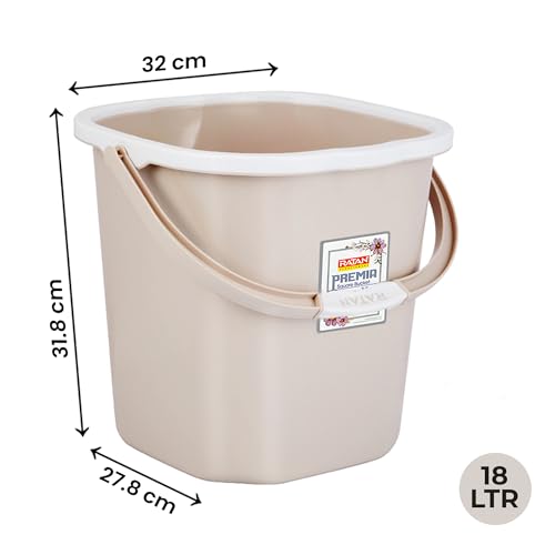 Image of RATAN PLASTICWARE Premia Bucket (18L X 1) - Desert Rose|Light Weight and Easy to Carry|Perfect for Use in Bathrooms, Kitchen & Wet Utility Areas