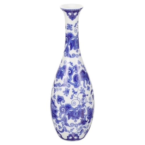 TOBBOMEY Ceramic Blue and White Porcelain Vase Small Flower Vase