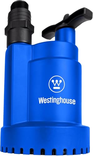 Westinghouse Sump Pump 1/4 HP 25 GPM Submersible Water Pump Thermoplastic Portable Utility Pump High Flow Water Removal for Swimming Pool Garden Pond Basement Window Wells with 10ft Long Power Cord