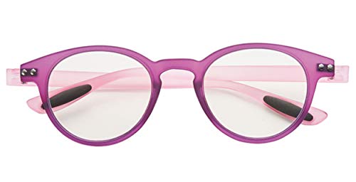 老眼鏡 ブルーライトカット 携帯 軽量 おしゃれ ボストン colorfulook パープル 度数+3.00 5353-30