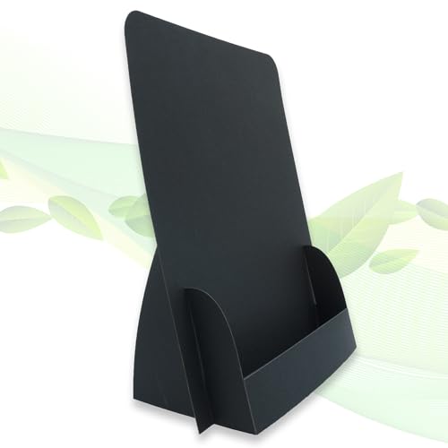 thefoldstands Lot de 5 présentoirs à dépliants pliables « Black Design » - Écologiques - Pour dépliants DIN A5 - 14,8 x 21 cm - Vertical - En carton...