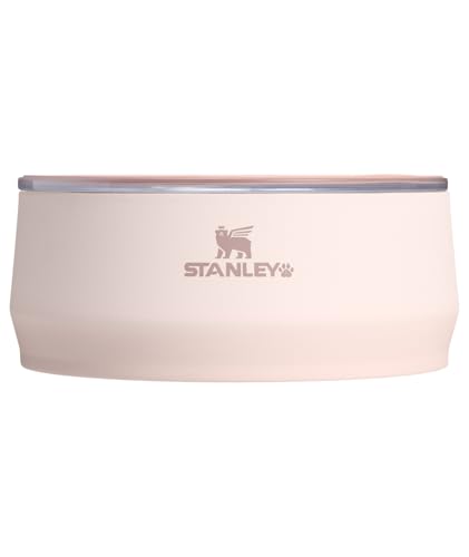 STANLEY Pet Bowl | 3-Cup (24 oz) Insulated Stainless Steel Dog & Cat Bowl | Splash-Resistant Lid | Dishwasher Safe | BPA-Free | Rose Quartz