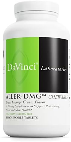 DaVinci Labs Aller-DMG Chewable - Dietary Supplement to Support Respiratory, Nasal and Skin Health - With Vitamin C, DMG and More - Gluten-Free - Orange Cream Flavor - 120 Chewable Vegetarian Tablets