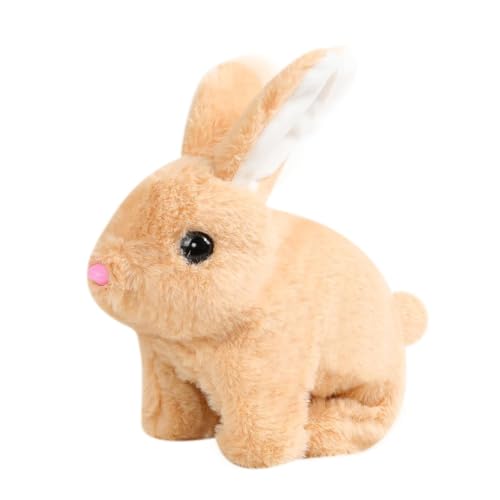 Teotopoa Bunby - My Realistic Bunny Toy,Vitality Bliss Bunny,Hopping Bunny Toy,Rabbit Plush Interactive Toys,Wiggle Ears Twitch Nose,Electric Rabbit Toys with Sounds and Movements (Brown)