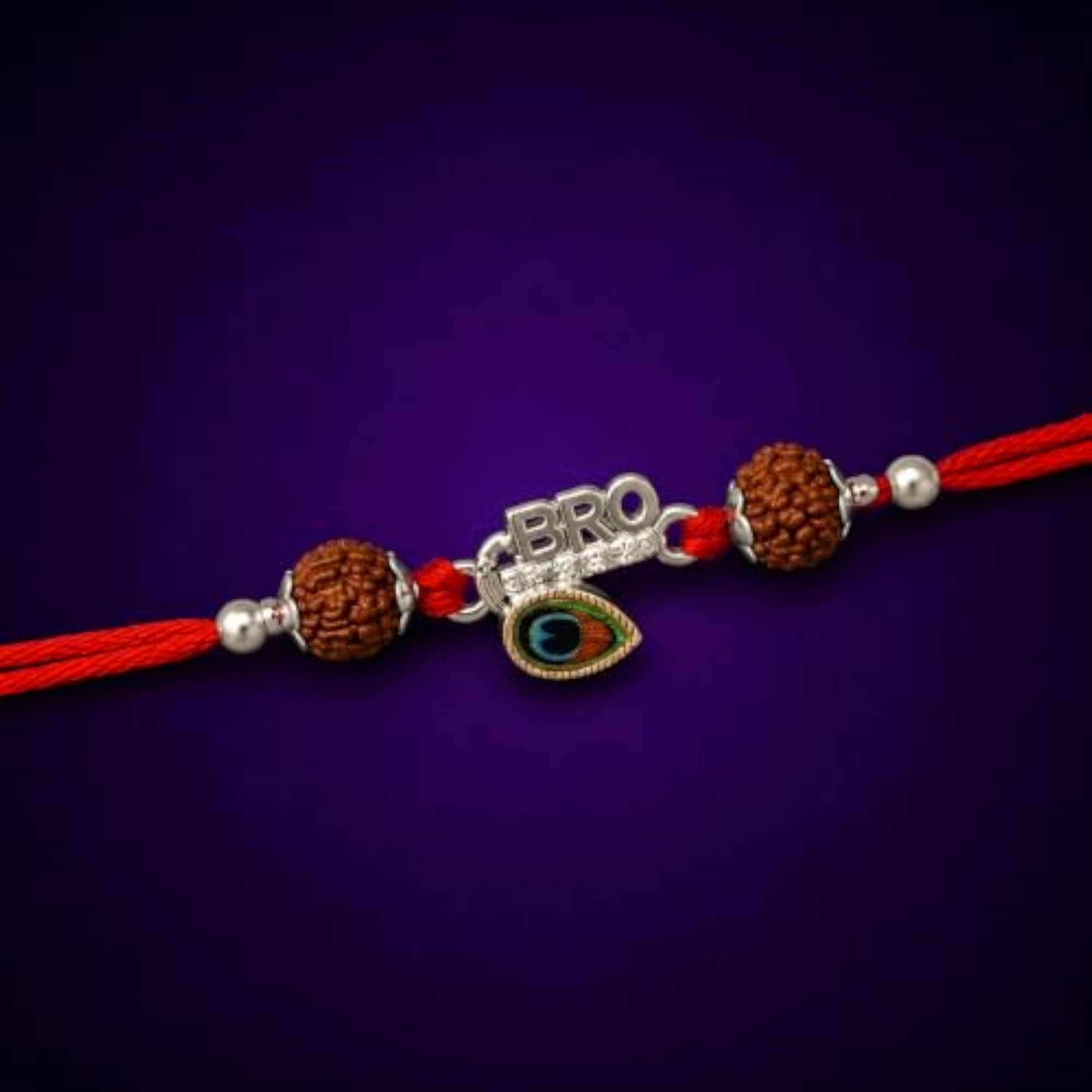 Krishna Bro Kavach Silver Rudraksha Rakhi for Brother