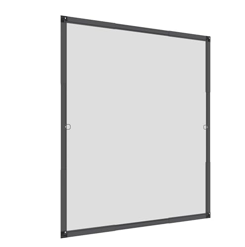 Windhager Rahmen, 100 x 120 cm, Anthrazit Insektenschutz teleskopierbares Fliegengitterfenster Flexi Fit, Spannrahmen-Fenster, Teleskopfenster ohne Sägen, 04304