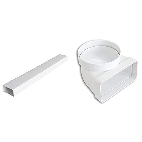 La Ventilazione CT1126B Tubo per Aerazione Canalizzata Rettangolare in PVC, 120x60 mm & Ventilazione CGV126B Curva Verticale in ABS da Tubo Tondo a Rettangolare, 100 mm - 120x60 mm