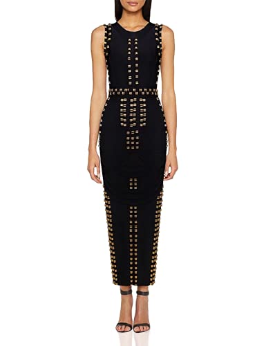 Goldness Kim Kardashian Inspired Gold Panel Black Bandage Dress-L