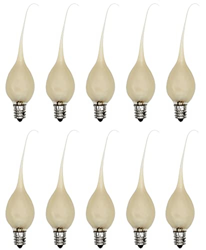 Creative Hobbies Pearlized Silicone Dipped Electric Candle Lamp Chandelier Light Bulbs, Glow Gold When Lit, 5 Watt , Individually Boxed, Wholesale Pack of 10 Bulbs