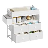 Weiplehoom Baby Changing Table with Storage, Changing Table Dresser, Diaper Changer Crib Sleeper Fabric Drawers, Storage Dividers, Diapers Bags for Nursery Modern (4 Drawers/White)