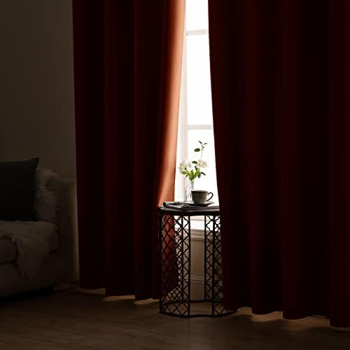 MIULEE Blackout Curtain Very Soft Solid Thermal Insulated Ring Top Decorative Darkening Curtain with Grommets for Living Room Bedroom Nursery 2 pieces 46" Wide by 54" Drop 117 x 137 cm Orange