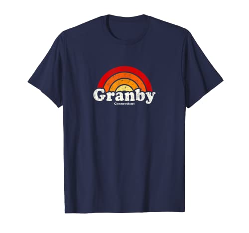 Granby Connecticut CT Diseño retro arcoíris vintage de los 70 Camiseta