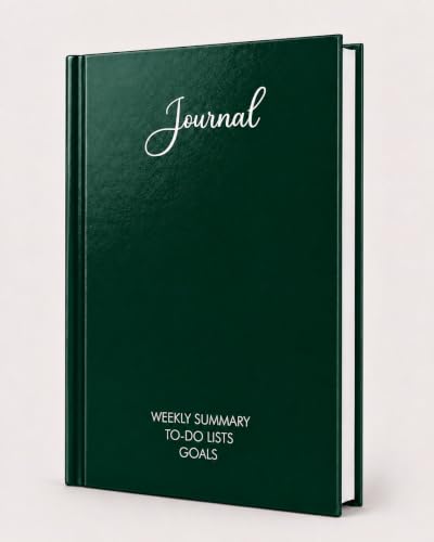 Image of Unruled Premium Hardcover Journal Notebook | Weekly Summary, To-Do Lists & Goal Planner | Undated Productivity Journal | A5 Size, Smooth Writing Pages | 100gsm Thick Paper, 80 Sheets /160 Pages Per Book | Elegant Notebook for Work, Study & Personal Planning GREEN, Blank)