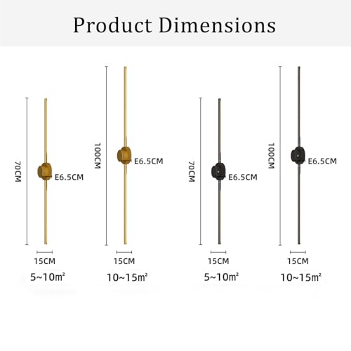 Apliques de pared LED recargables de 70cm dorados con mando 7