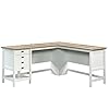 Sauder Cottage Road L-Desk, L: 65.12" x W: 58.66" x H: 29.76", Soft White Finish