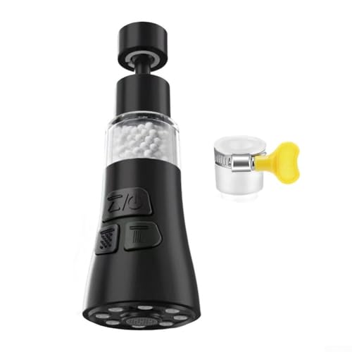 Zilimontt Extensor de grifo de cocina de latón con rotación de 360 grados y 3 modos de flujo de agua, salpicaduras, aumento de presión y modo mixto para la mayoría de grifos estándar (C)