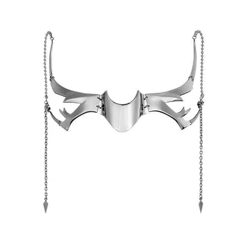 Swtgaah Cyberpunk-Metallmaske Nischen-Alien Verstellbare Fluidmechanische Maske Unregelmäßiges Metall-Halbmasken Halloween Punk Mechanische Maske...