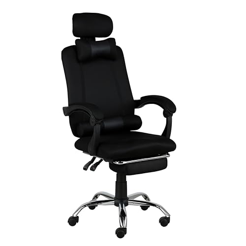 Totò Piccinni Sedia Ufficio BETA Gaming Ergonomica Reclinabile Girevole con cuscini e poggiapiedi con rotelle e poggiatesta (Beta Nero)