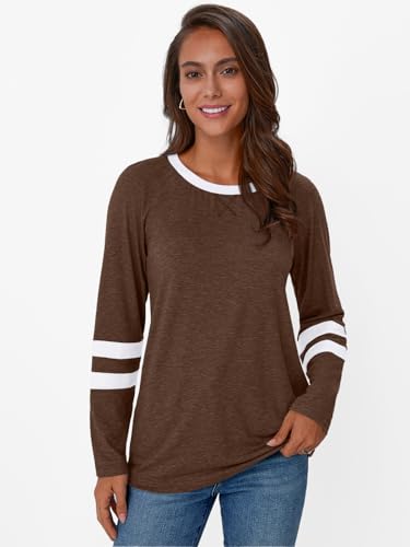 Image of AUTOMET Womens Color Block Long Sleeve Shirts Oversized Crewneck Casual Top